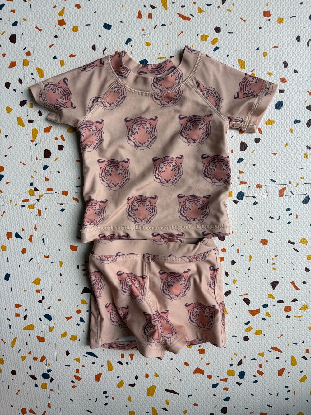 kate quinn Tiger Print Kids Rashguard Swim Set